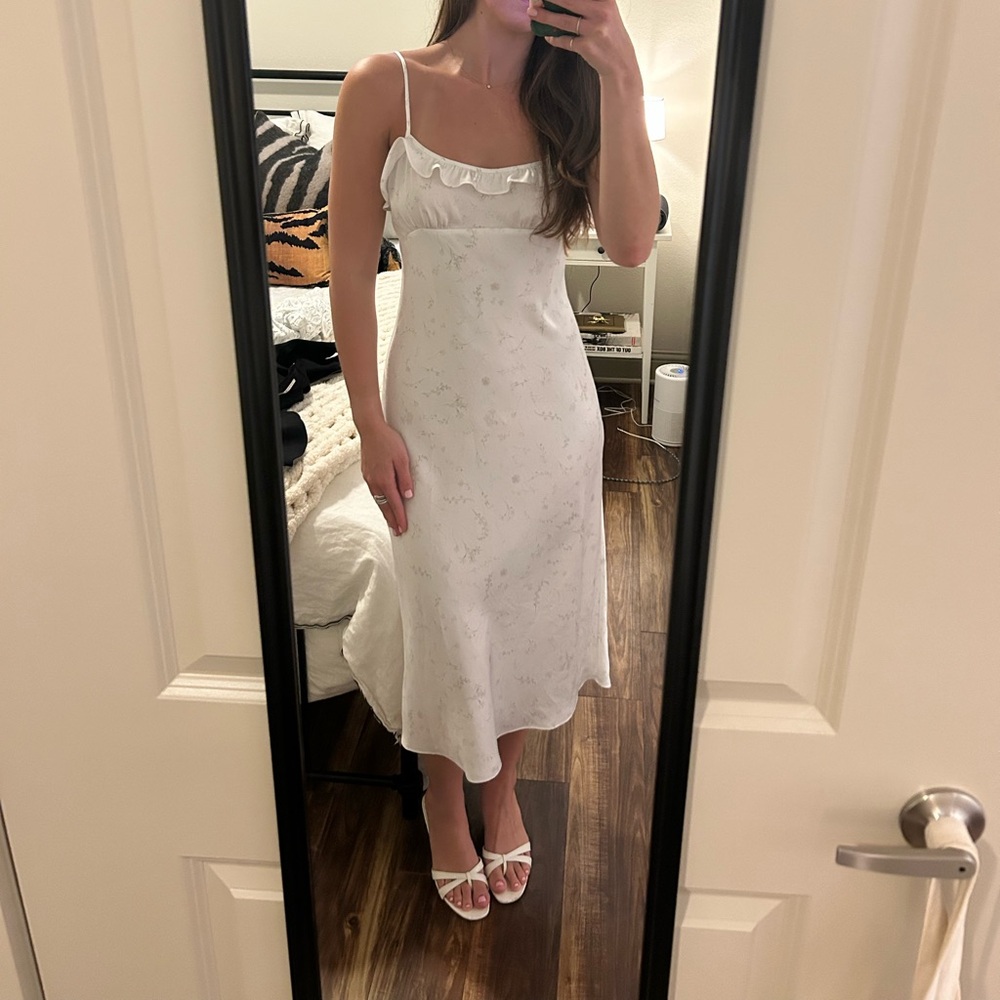 Reformation Wilfred White Satin Midi Dress